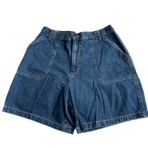 Cherokee Denim Shorts Size 14 High Waist Large Pockets Bermuda Vintage Med Wash